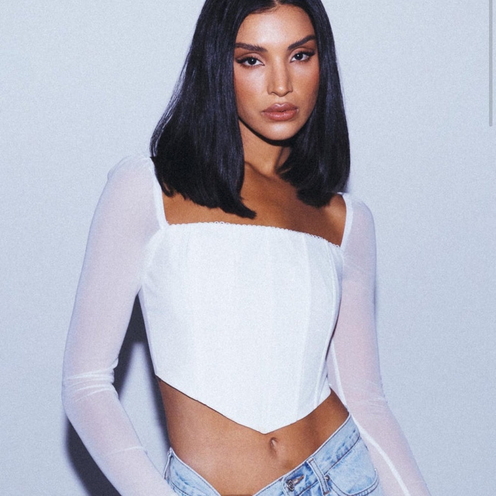 Princess Polly White Long Sleeve Corset Top